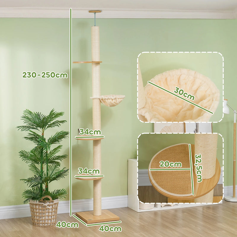 Arbre à chat sol-plafond en sisal – dimensions
