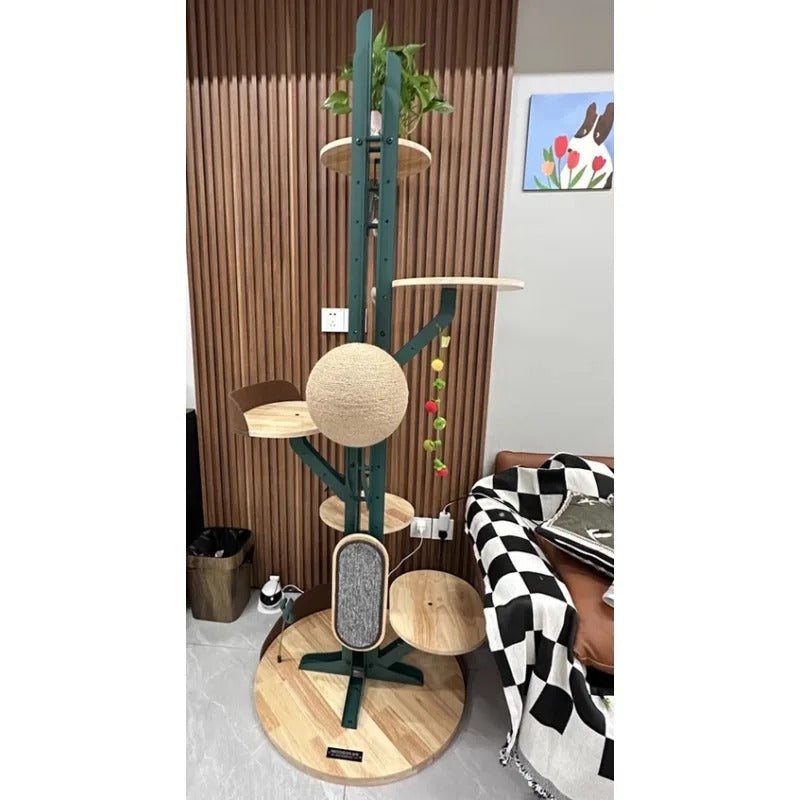 Grand arbre à chat d'escalade cactus moderne à faire soi-même – photo d'ambiance