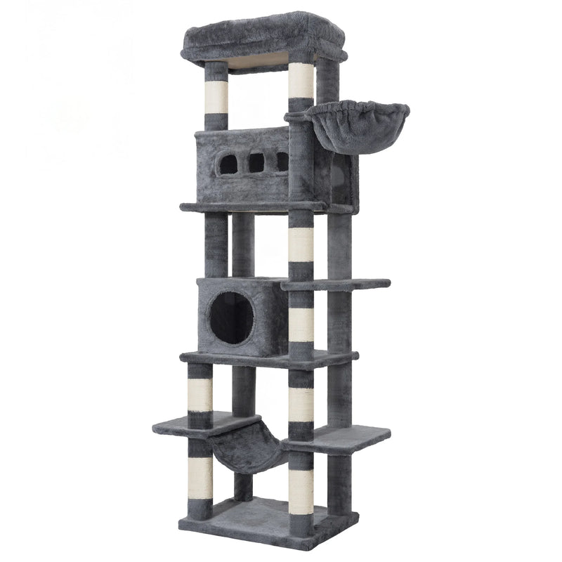 Arbre à chat d'escalade géant, hamac, niches et panier, 1,73 m – vue 8
