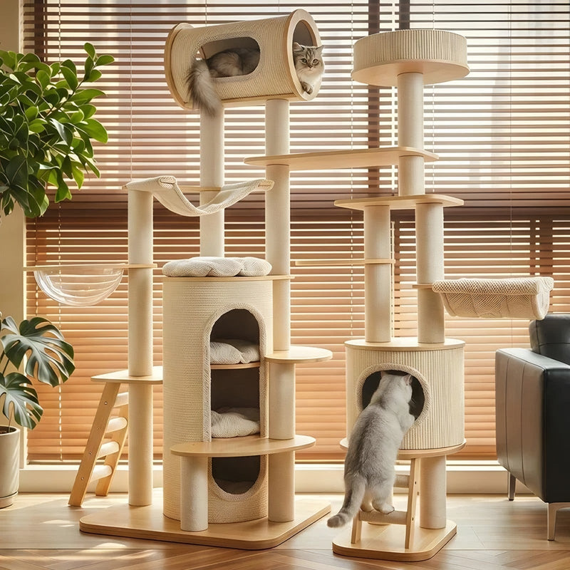 Grand arbre à chat d'escalade en bois – vue 1