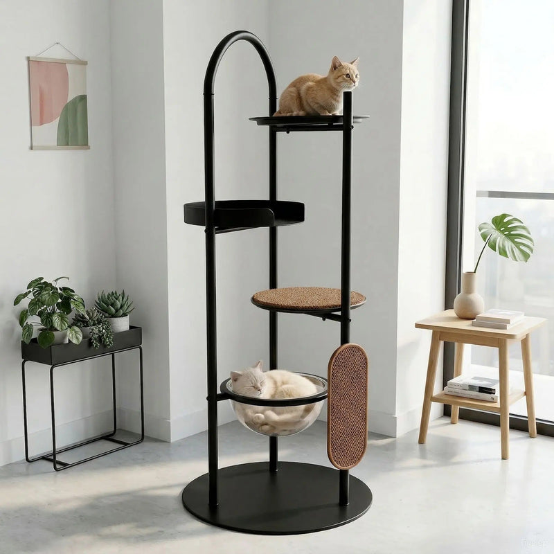 Arbre à chat d'escalade soucoupe volante en fer artistique – photo d'ambiance