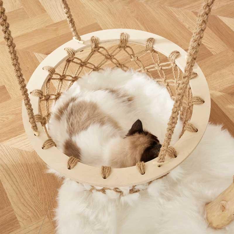Arbre à chat berceau en bois massif, cadre d'escalade – vue 4